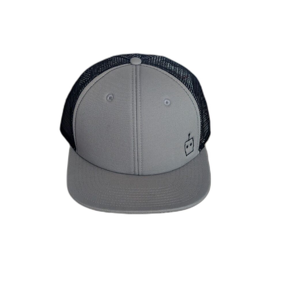 Black & Gray Snapback Trucker Cap With Robot Icon By Little Machine Beer Co